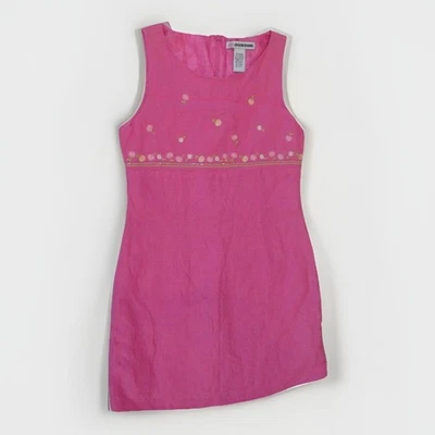 Christie Brooks Girls Small 7-8 Pink Sleeveless Floral Beaded Dress Y2K Daisies - Image 1 of 4