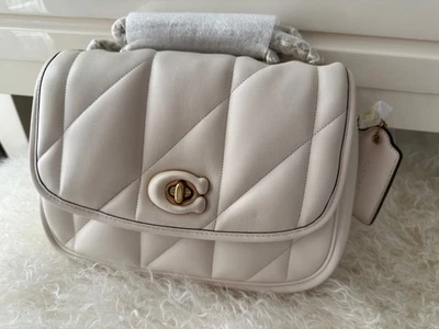 COACH QUILTED PILLOW MADISON NWT CHALK C8560 NAPPA LEATHER - Image 1 of 4