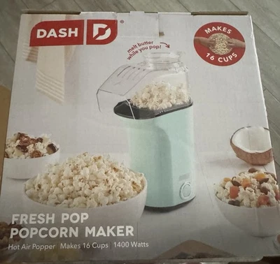Dash Fresh Pop Popcorn Maker - Aqua With Recipe Guid e- New In Box - Image 1 of 2
