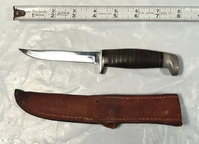 Vintage 1965-1980 Case XX HTF 4" Fixed Blade Knife with Orig. Leather Sheath USA - Image 1 of 4