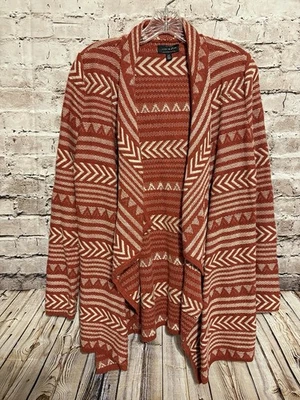 Cárdigan para mujer Lucky Brand frente abierto naranja quemado tostado talla S occidental azteca  Foto 1 de 3