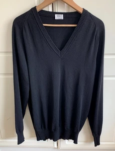MARZ leichter Pullover schwarz reine Wolle V-Ausschnitt Made West Germany Gr. 52-Large - Bild 1 von 8