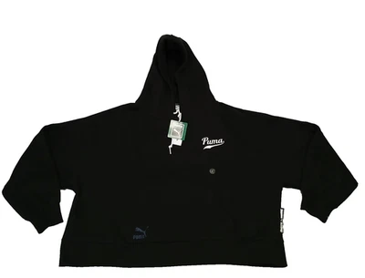 Puma Sweater Womens Size L Black Crop Top Pullover Hoodie Sweatshirt Ladies - Image 1 of 4