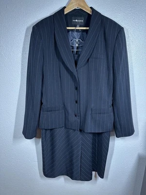 Conjunto de traje falda Sag Harbor para mujer 18 blazer a rayas carbón lápiz carrera Foto 1 de 4
