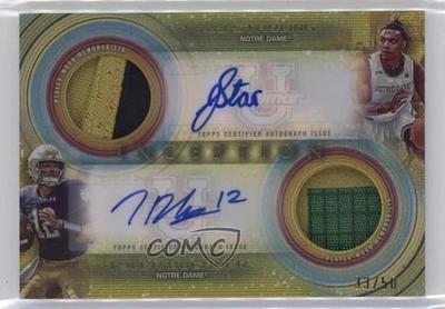 2022-23 Bowman Inception University Gold Foil /50 Tyler Buchner JJ Starling Auto - Image 1 of 2