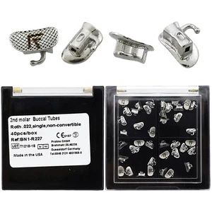40 Pcs Dental Orthodontic Tubes Second Molar 0.022 Roth Bonding Mesh Base Mark - Picture 1 of 12