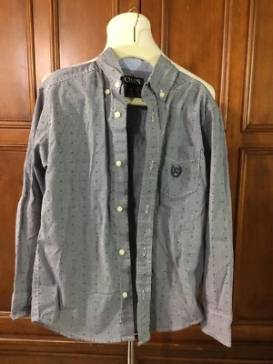 Chaps Ralph Lauren Boys Blue And White Mini Check Pattern Button Down Euc Pictur - Image 1 of 4