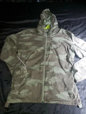Adidas TKO Camouflage Light Weight Running Jacket LARGE Removable Hood BB Warp - Image 1 of 4