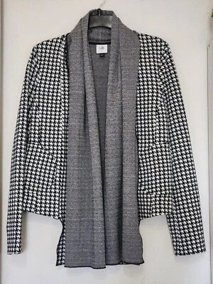 Cabi Women Houndstooth Jacket Black/White Scarf Stretch Lagenlook Career Small - Image 1 of 4