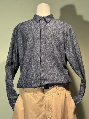 Мужская синяя повседневная рубашка Marc Anthony размер M приталенная  - Изображение 1 из 4