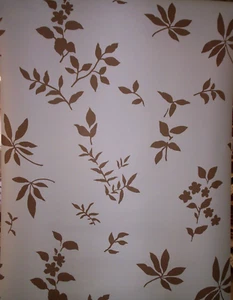 LIGHT BLUE AND BROWN MODERN LEAF PRINT PREPASTED VINYL WALLPAPER # FD62128 - Picture 1 of 5