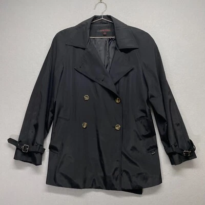 Anne Klein Rain Jacket Womens 12 Black Double Breasted - Image 1 of 4