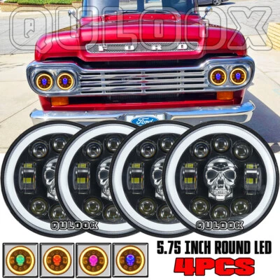 4pcs 5.75" 5-3/4 Round LED Headlights HI-LO for Ford F-100 F-250 F-350 1958-1960 Foto 1 de 4