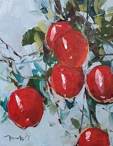 JOSE TRUJILLO Oil Painting IMPRESSIONISM ORIGINAL Apples Collectible Art Signed