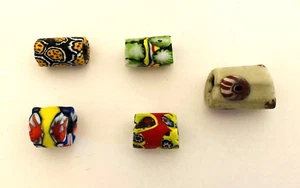 African Trading Beads Decorative Millefiori Vintage Set of 5 - Picture 1 of 12