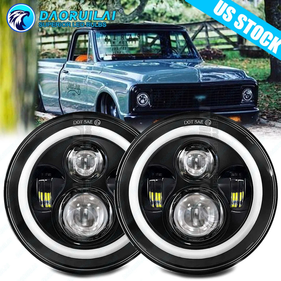 7-дюймовые круглые светодиодные фары подходят для пикапа Chevy C10 1969 1970 1971 1972 1973 1974 - Изображение 1 из 4