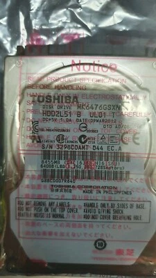 Toshiba 640GB 5400RPM 2.5" SATA Laptop HDD Hard Drive MK6476GSXN - Image 1 of 2
