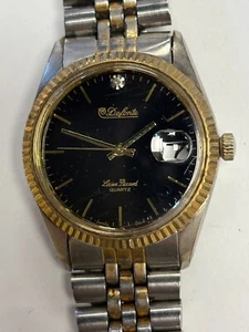 Lucien Piccard Dufonte Two Tone Gold Plated Diamond Chip Date Bubble REPAIR - Picture 1 of 8