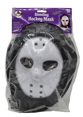 Bleeding Hockey Halloween Mask Bottle Of Faux Fun Blood and Pump Jason - Image 1 of 4