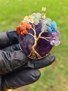 Amethyst Kristall Anhänger, Lebensbaum Naturheilstein, Schutz  - Bild 1 von 6