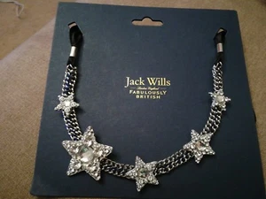 BNWT JACK WILLS STUNNING LAURET BLACK RIBBON AND DIAMANTE NECKLACE RRP £29.50 - Picture 1 of 5