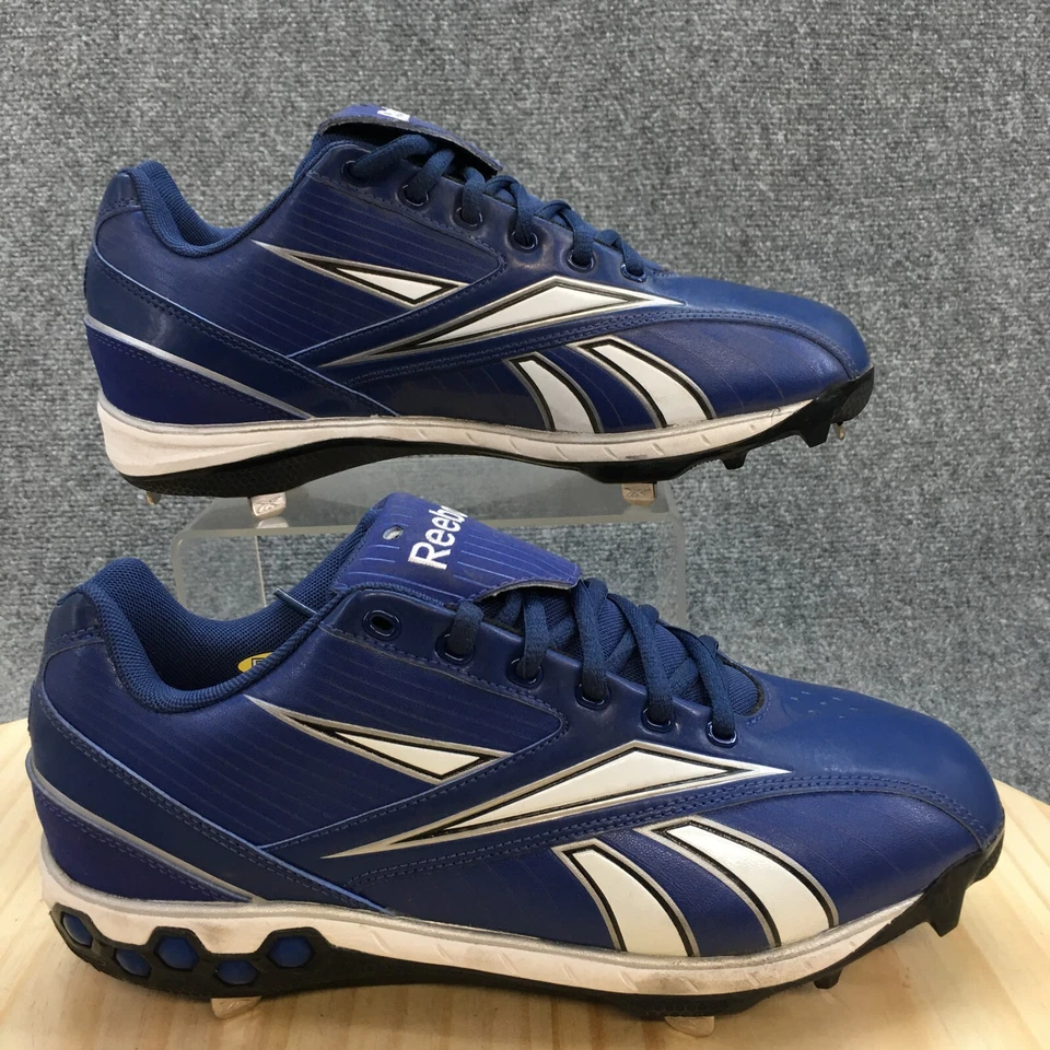 Мужские бейсбольные бутсы Reebok 9 шестигранные металлические высокие и плотные средние синие на шнуровке - Изображение 1 из 4