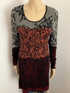 Katies Colour Block Acrylic Long Sleeve Floral Print Warm Winter Tunic 10-12 EUC - Picture 1 of 11