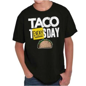 Funny Mexican Food Taco Tuesday Everyday Youth Crewneck T Shirts Boy or Girl - Picture 1 of 8