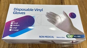 disposable vinyl gloves large 100 Large Size Non Medical - Picture 1 of 3