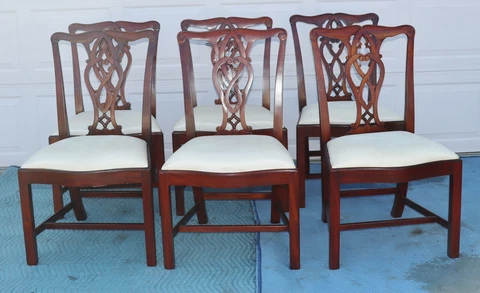 6 Maitland Smith Chippendale Dining Side Chairs Cover