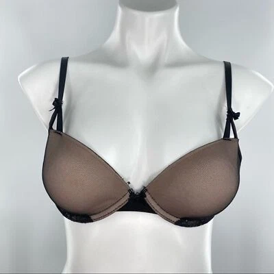 Sujetador Gilligan & O'Malley Malla Encaje Con Aros Todos los Días Correa Ajustable Negro 34B Foto 1 de 4