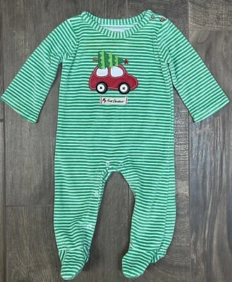 Mameluco Mud Pie Holiday My First Christmas Tree Coche Terciopelo Patas Niño Niña 0-6m Foto 1 de 4