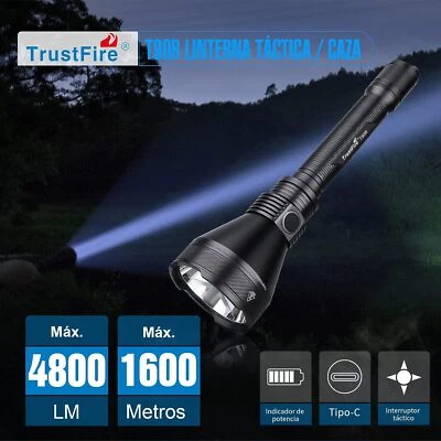 T90R Linterna Caza LED Alta Potencia 4800 Lúmenes Linterna Táctica Recargable  - Imagen 1 de 4