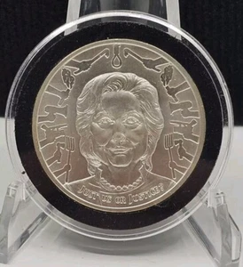 Hillary Clinton Just Us Justice 999 Silver Shield 1 oz Medal 2017 Round Hard Cap - Picture 1 of 3