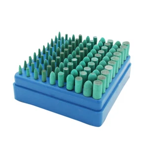 100pcs Shank Rubber Head Abrasive Grinding Mounted Point Polishing Rotary Tools - Picture 1 of 5