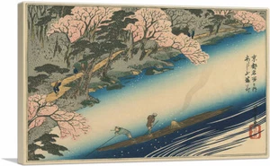 Cherry Blossoms in Full Bloom at Arashiyama Canvas Art Print Utagawa Hiroshige - Picture 1 of 14