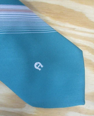 Corbata de cuello vintage Etienne Aigner para hombre azul seda rayas formal bordado logotipo Foto 1 de 4