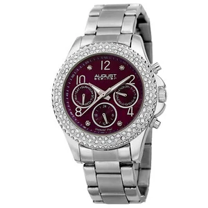Women's August Steiner AS8136SSPU Two Time Zone Genuine Diamond Bracelet Watch - Picture 1 of 4
