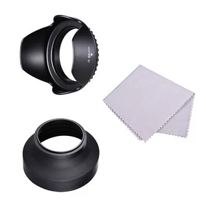 58mm Lens Hood Set with Tulip Flower Lens Hood + Collapsible Rubber Lens P4H4 - Picture 1 of 4