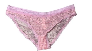Victoria's Secret Bikini Panties Womens Large Lace Floral Sheer Briefs Lingerie - Picture 1 of 3