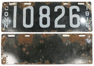 1916 Connecticut License Plate • Enamel Porcelain on Steel • Serial Number 10826 - Photo 1 sur 3