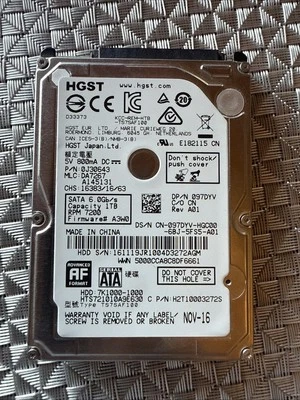 HGST 1Tb Sata 2.5 HDD Hard Drive HTS721010A9E630 7K1000-1000 097DYV - Image 1 of 2