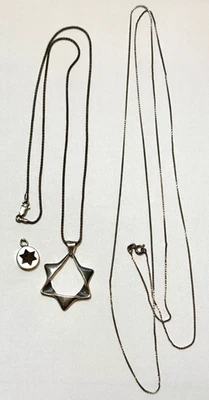 Lote De Colección 925 Israel Plata Esterlina Estrella de David Colgante Collar Cadena 10g Foto 1 de 4