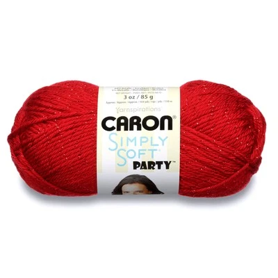 Caron Simply Soft Party Yarn Rich Red Metallic Soft Washable 85g 164 Yards - Image 1 of 4