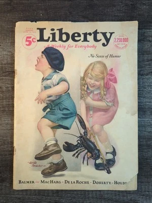 Liberty Magazine June 1930 Vintage Illustrated Lobster Pinching Boy Cover - DM30 - Image 1 of 4