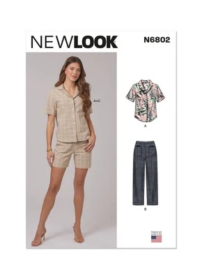 NEW LOOK 6802 MISSES' SHIRT PANTS SHORTS Sewing Pattern SIZE 8-20 Skill AVERAGE - Image 1 of 4