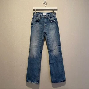 Zara Jeans Mid Rise Wide Leg Size 0 Blue - Picture 1 of 10