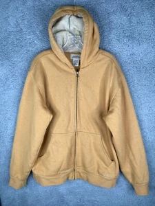 L.L. Bean Katahdin Iron Works Hoodie Mens Large Yellow Sherpa Lined Full Zip - Picture 1 of 13