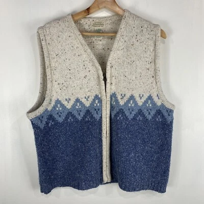 St. John's Bay Wool Blend Knit Fair Isle Soft Full Zip Up Sweater Vest Size XL - Image 1 of 4