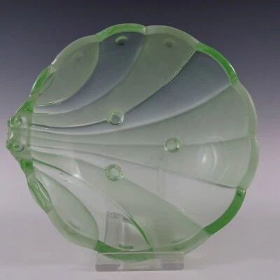 Pair of Stölzle #19510 Czech Art Deco Green Glass Bowls - Image 1 of 4
